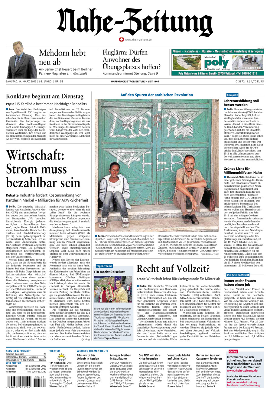 Nahe-Zeitung vom Samstag, 09.03.2013