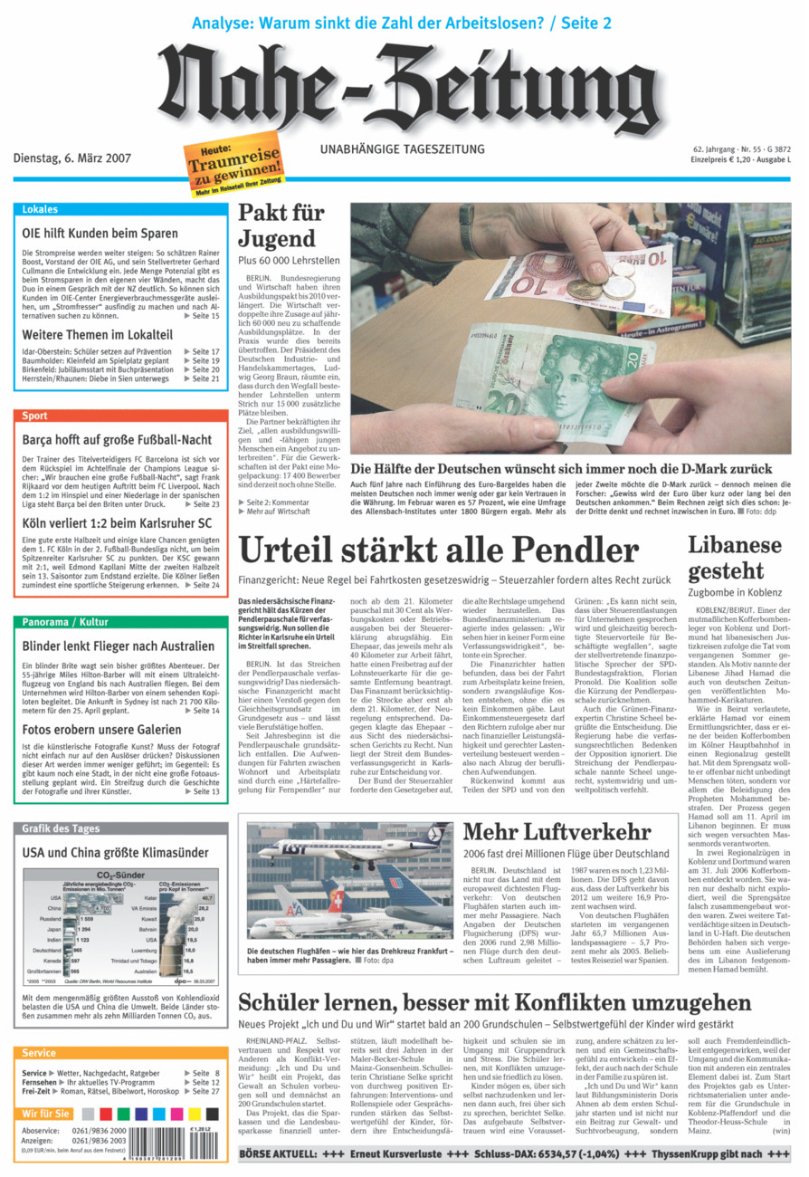 Nahe-Zeitung vom Dienstag, 06.03.2007