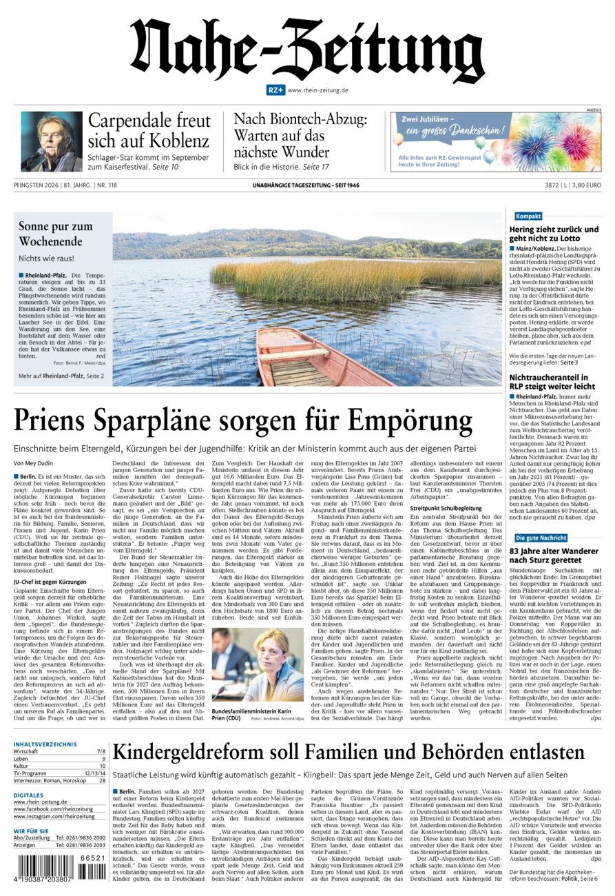 Nahe-Zeitung vom Samstag, 23.05.2026