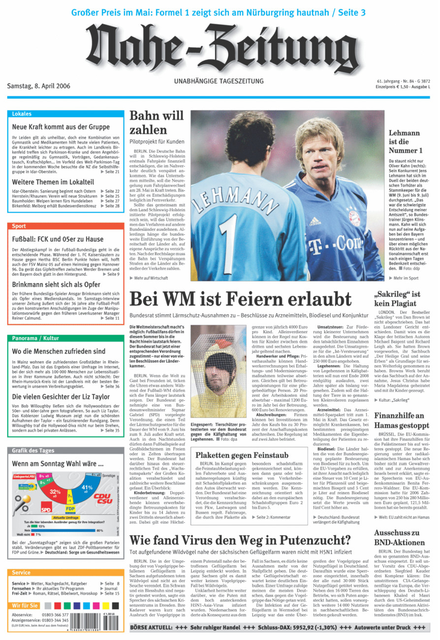 Nahe-Zeitung vom Samstag, 08.04.2006