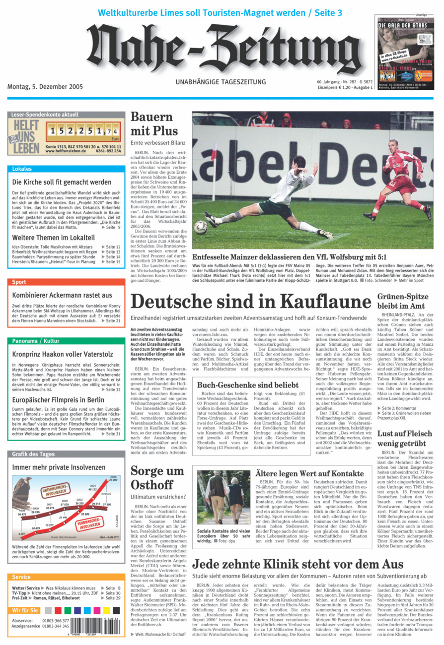 Nahe-Zeitung vom Montag, 05.12.2005