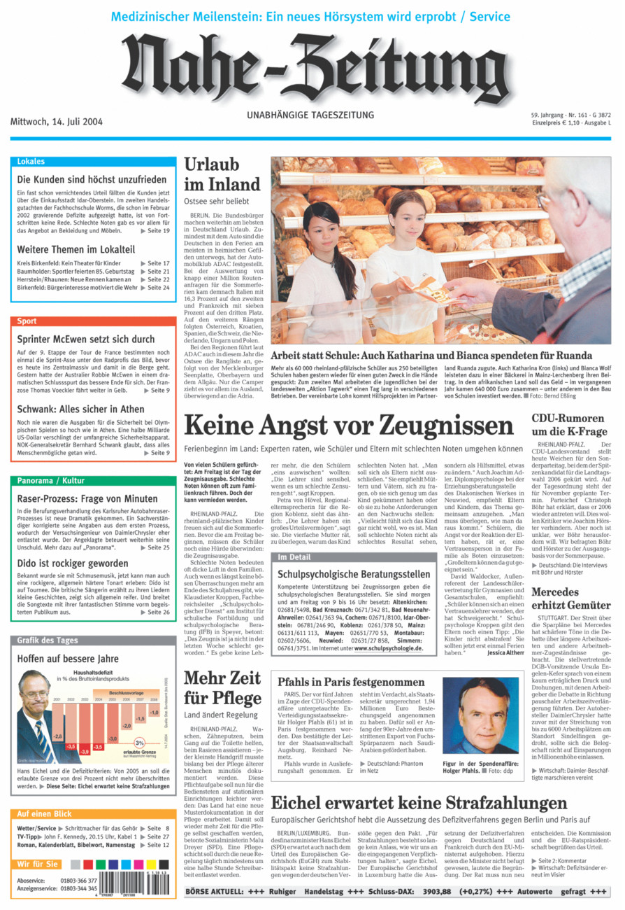Nahe-Zeitung vom Mittwoch, 14.07.2004