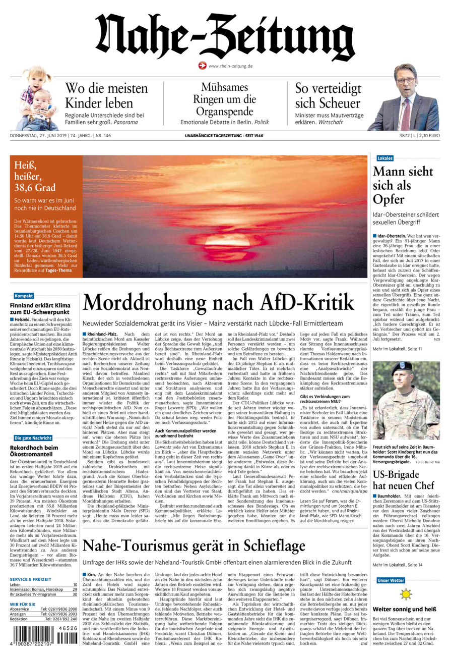 Nahe-Zeitung vom Donnerstag, 27.06.2019