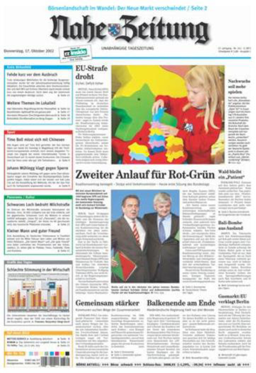 Nahe-Zeitung vom Donnerstag, 17.10.2002