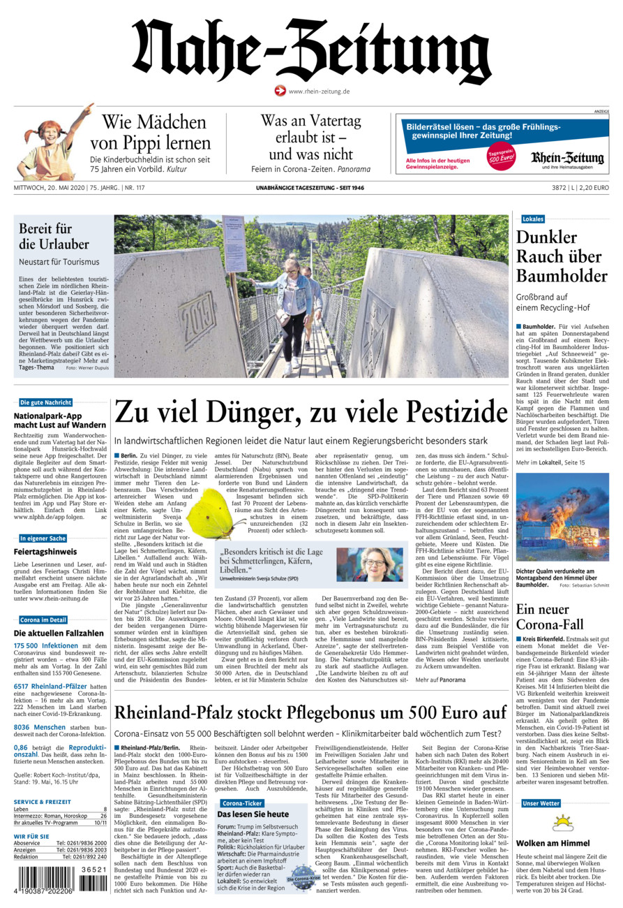 Nahe-Zeitung vom Mittwoch, 20.05.2020
