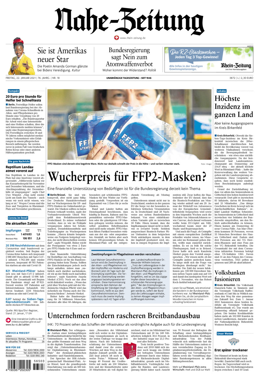 Nahe-Zeitung vom Freitag, 22.01.2021