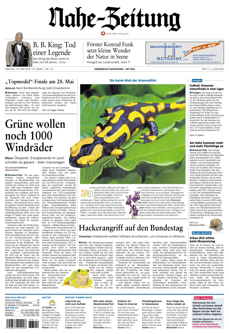 Nahe-Zeitung vom Samstag, 16.05.2015