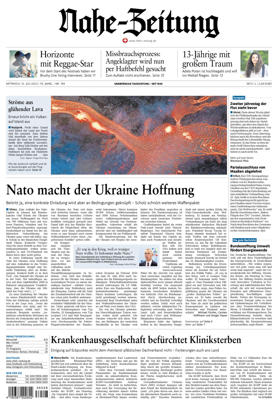 Nahe-Zeitung vom Mittwoch, 12.07.2023