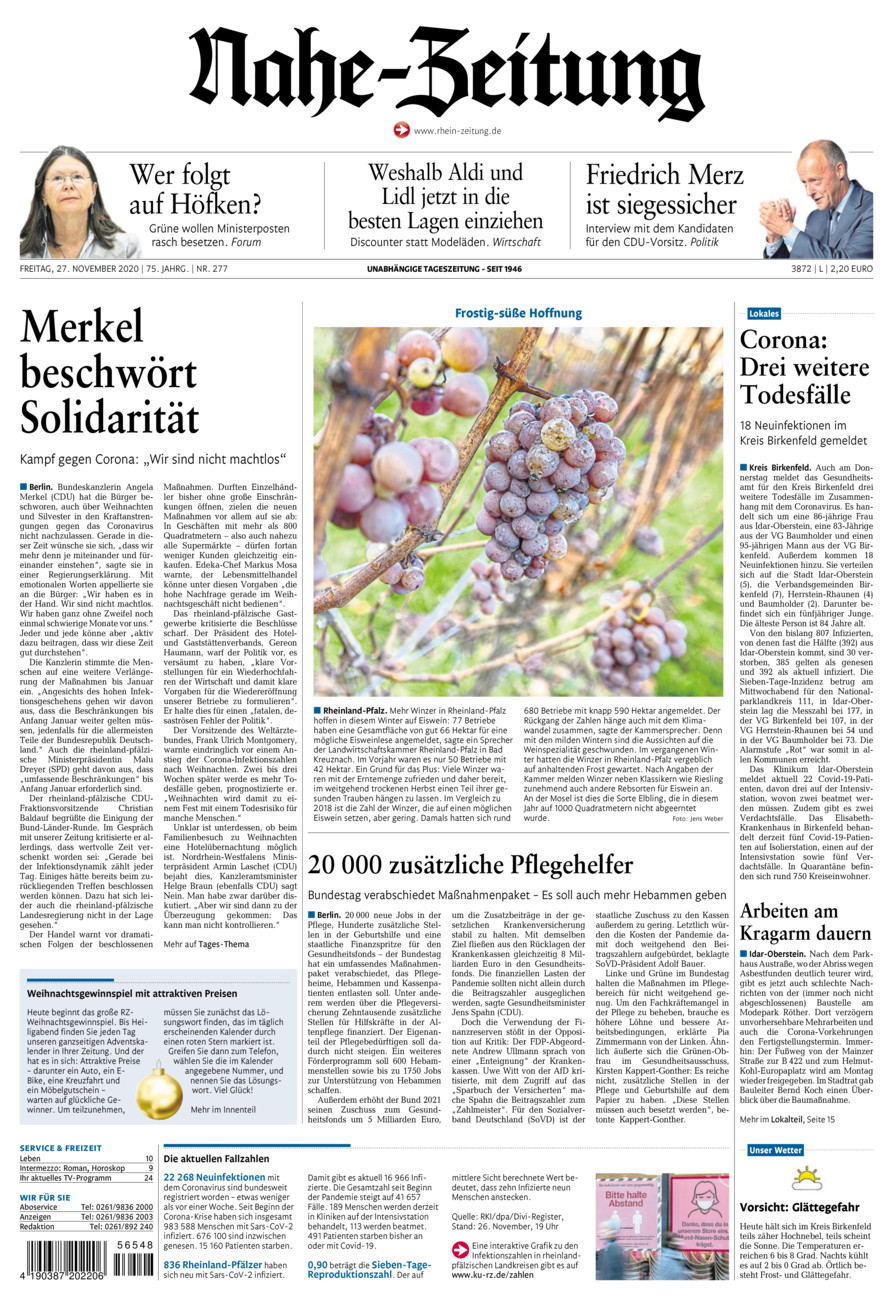 Nahe-Zeitung vom Freitag, 27.11.2020