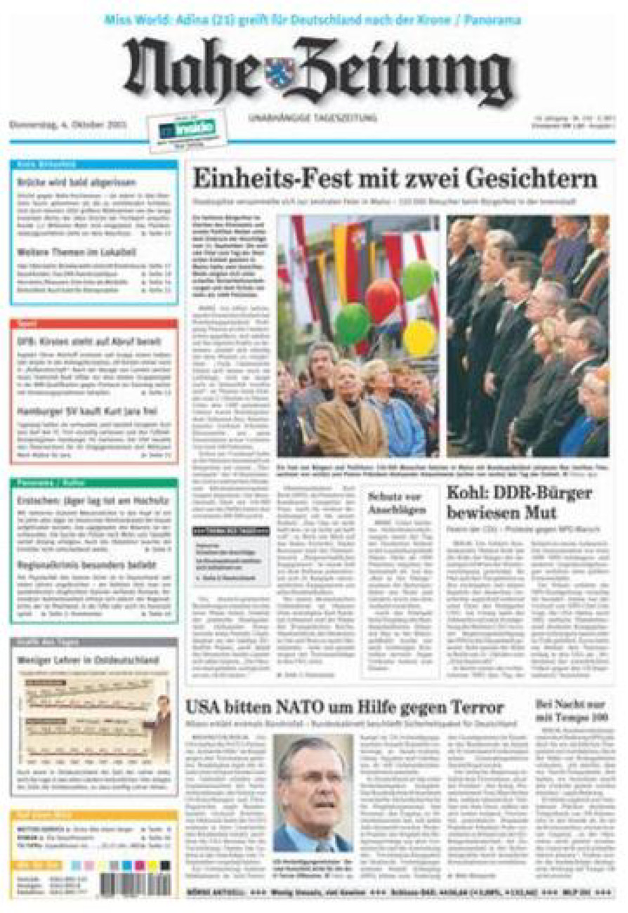 Nahe-Zeitung vom Donnerstag, 04.10.2001