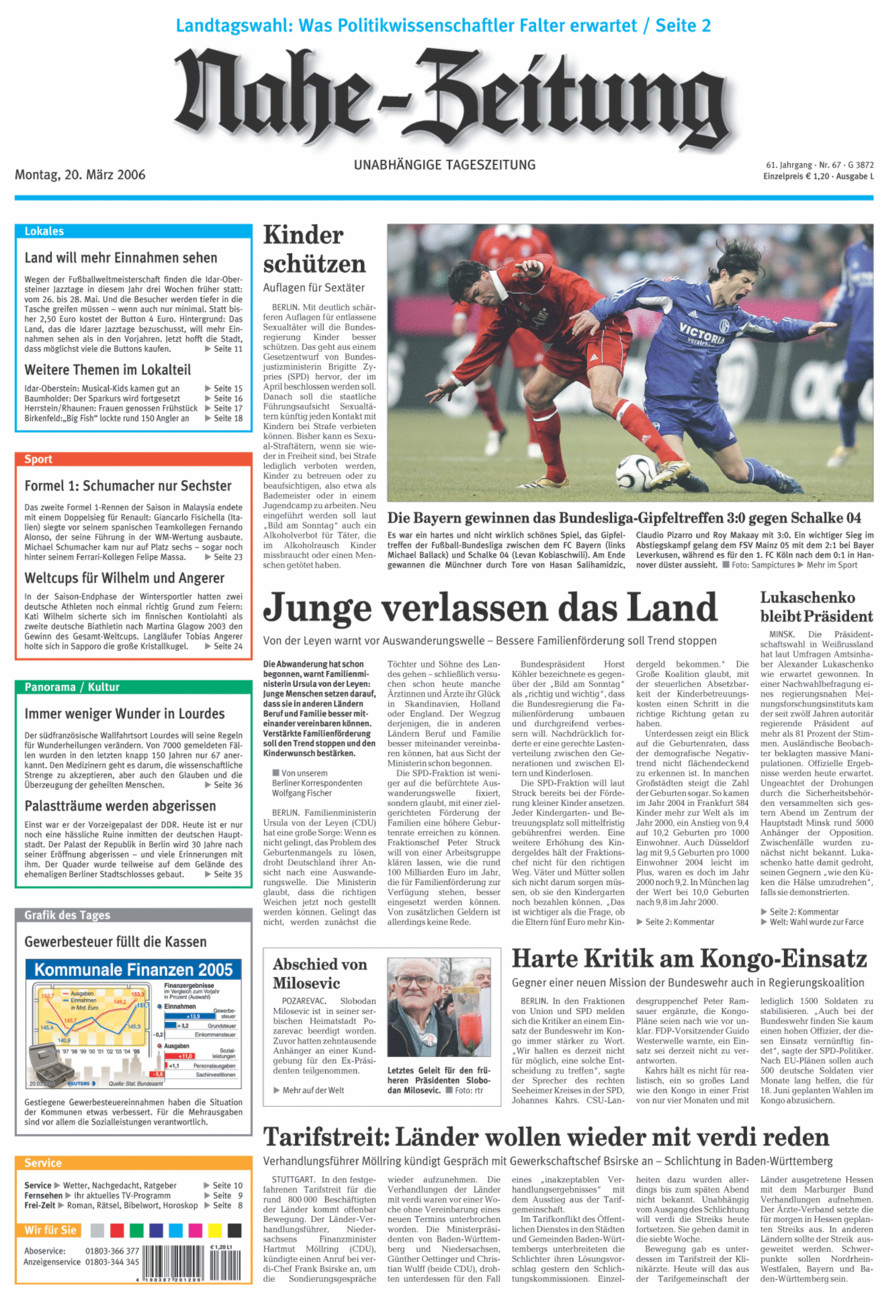 Nahe-Zeitung vom Montag, 20.03.2006