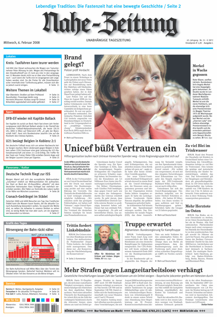 Nahe-Zeitung vom Mittwoch, 06.02.2008