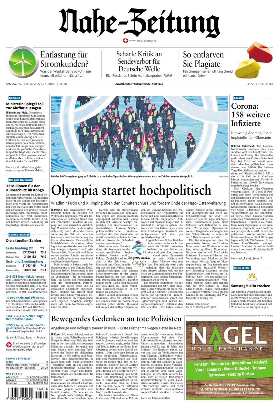 Nahe-Zeitung vom Samstag, 05.02.2022