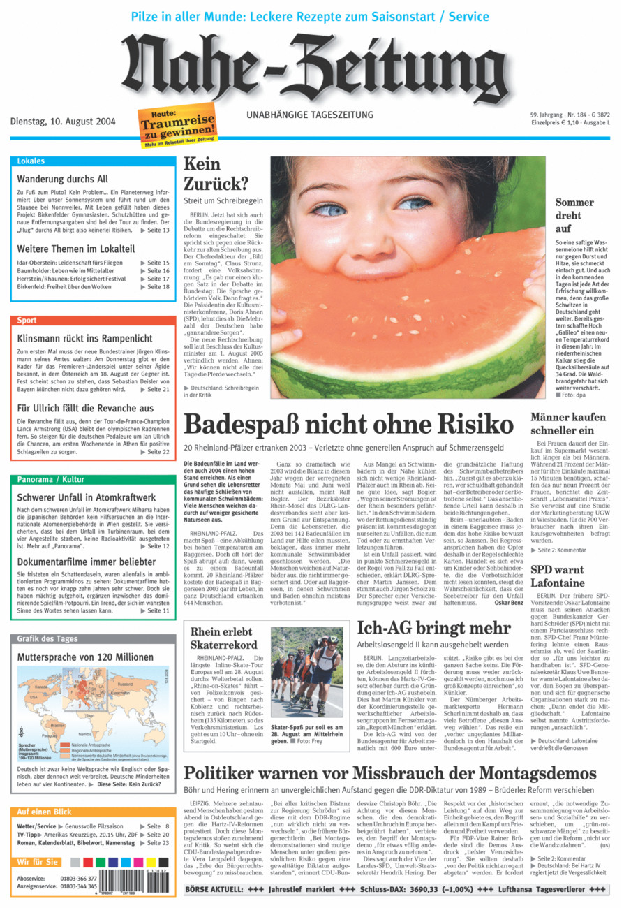 Nahe-Zeitung vom Dienstag, 10.08.2004
