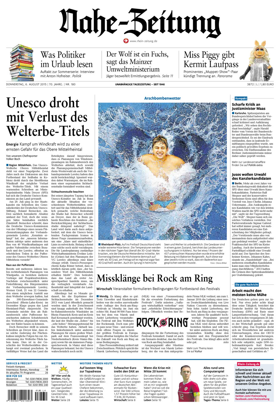 Nahe-Zeitung vom Donnerstag, 06.08.2015