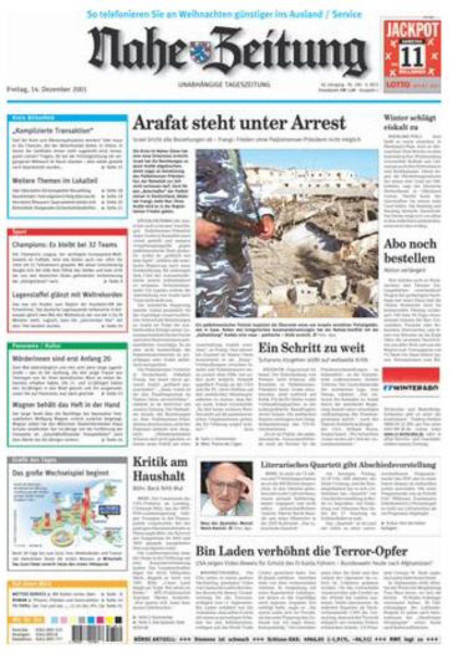 Nahe-Zeitung vom Freitag, 14.12.2001