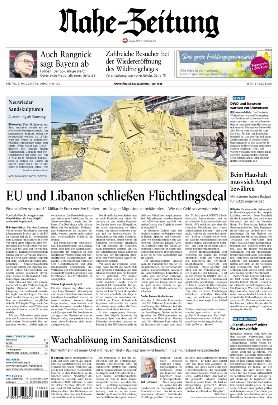 Nahe-Zeitung vom Freitag, 03.05.2024