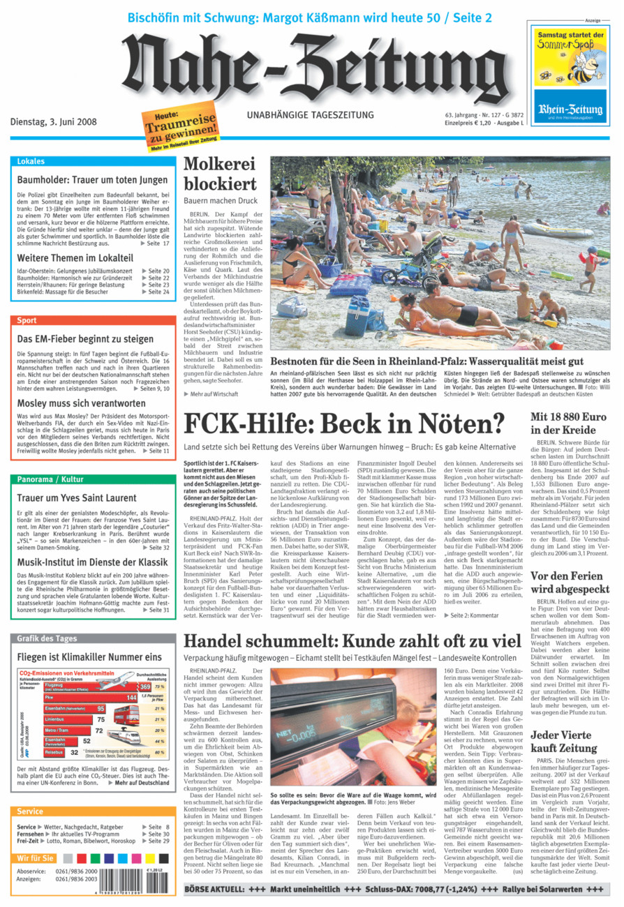 Nahe-Zeitung vom Dienstag, 03.06.2008