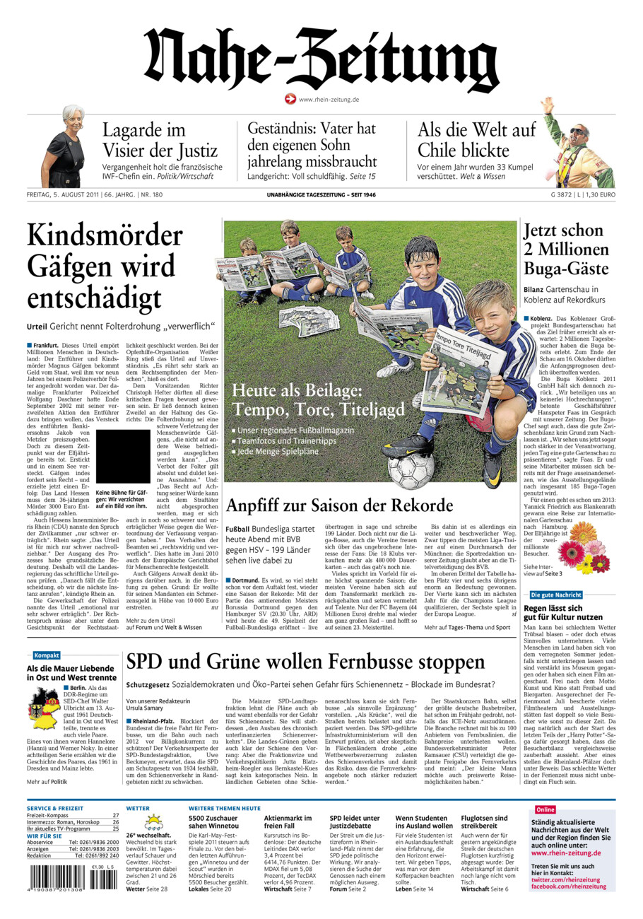 Nahe-Zeitung vom Freitag, 05.08.2011