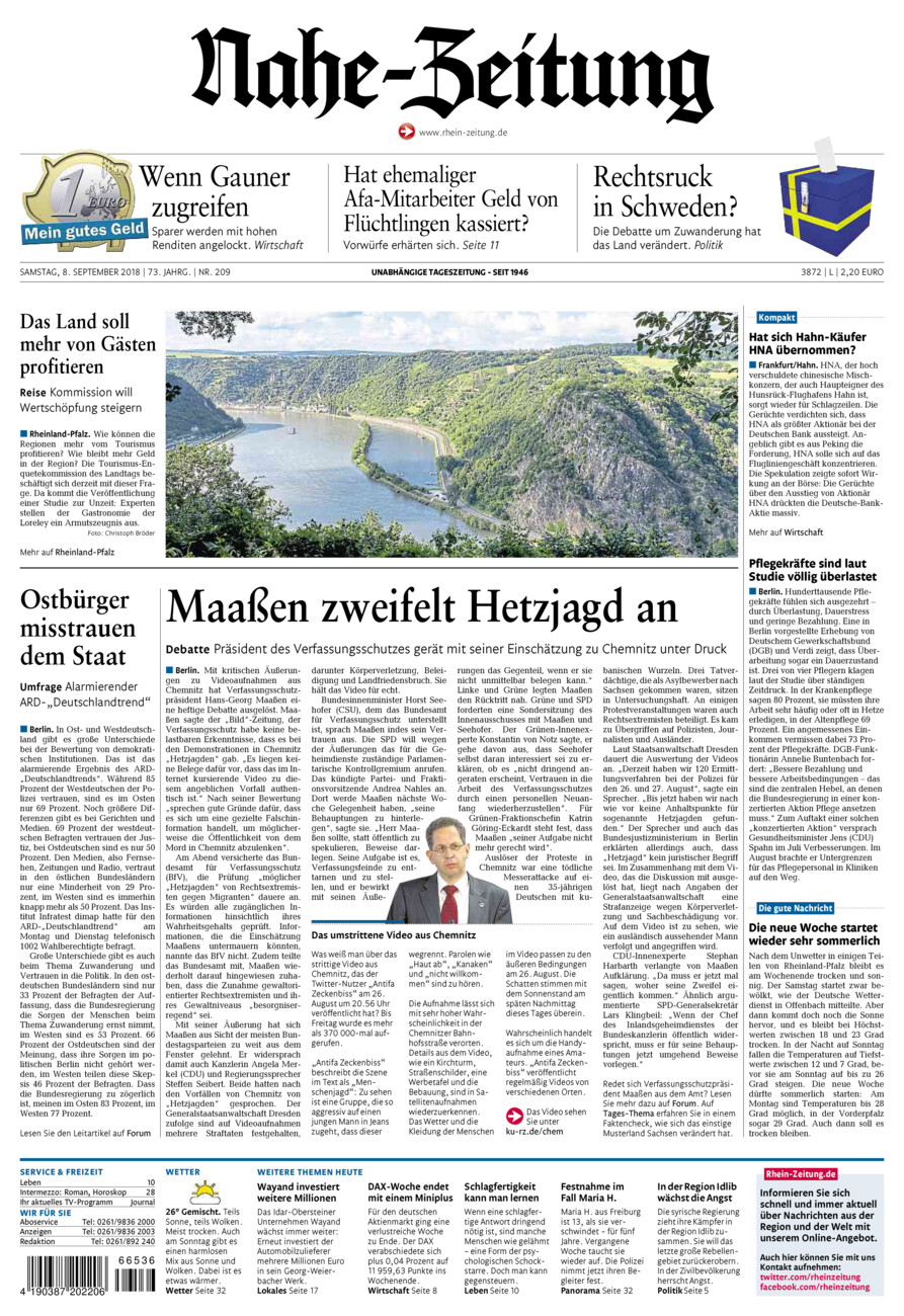 Nahe-Zeitung vom Samstag, 08.09.2018
