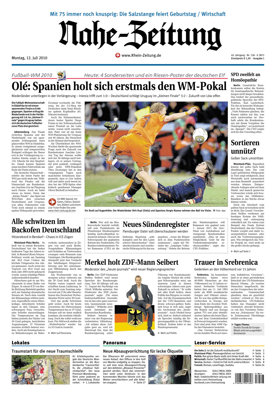 Nahe-Zeitung vom Montag, 12.07.2010