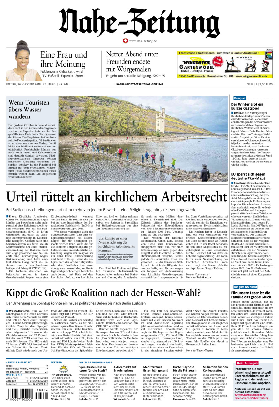 Nahe-Zeitung vom Freitag, 26.10.2018