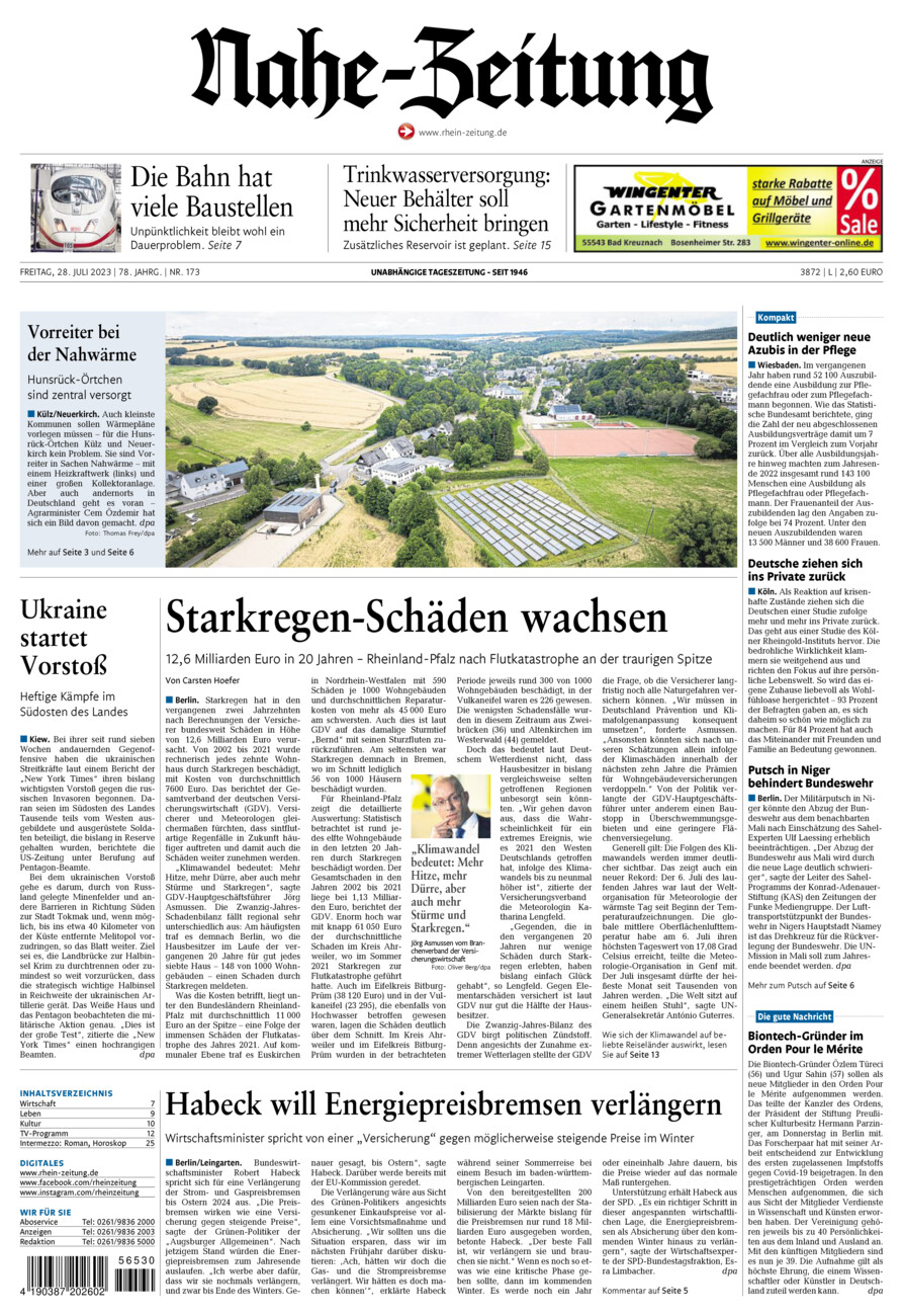 Nahe-Zeitung vom Freitag, 28.07.2023