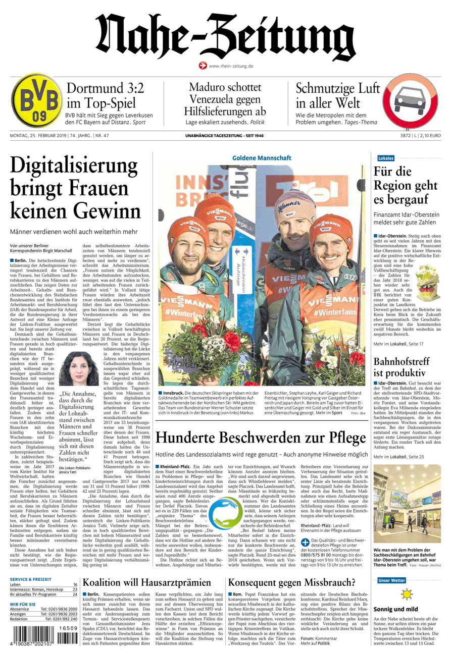 Nahe-Zeitung vom Montag, 25.02.2019