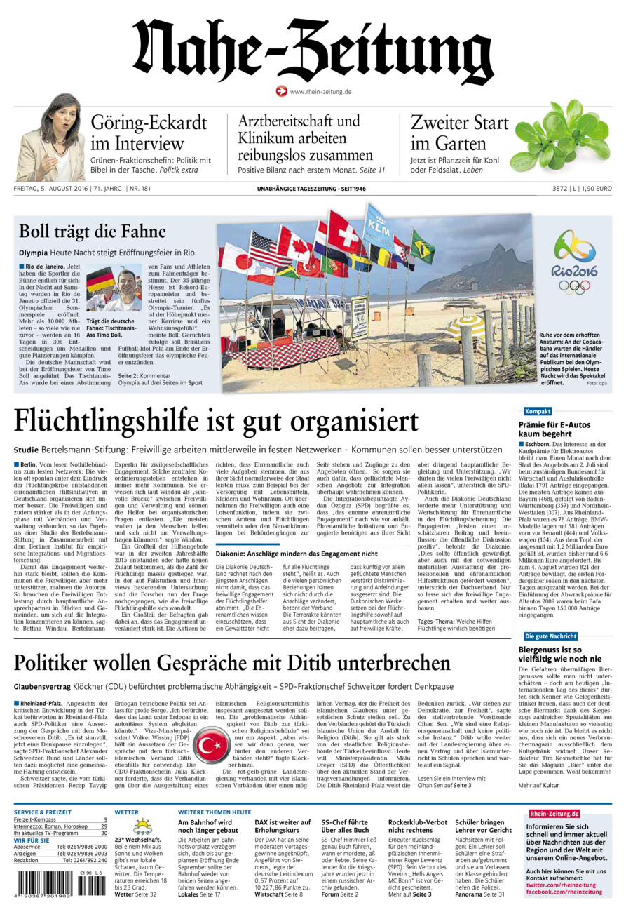 Nahe-Zeitung vom Freitag, 05.08.2016