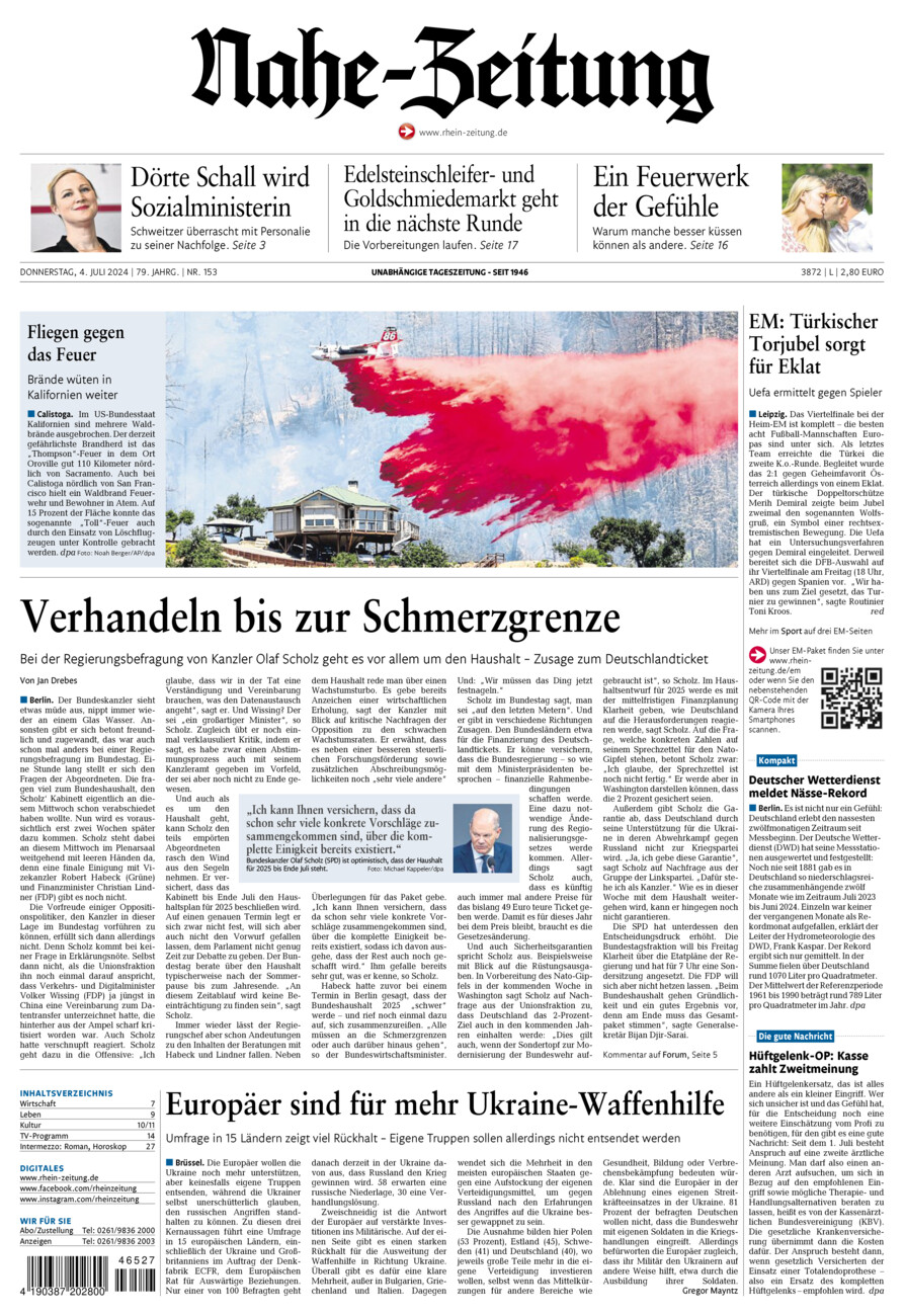 Nahe-Zeitung vom Donnerstag, 04.07.2024