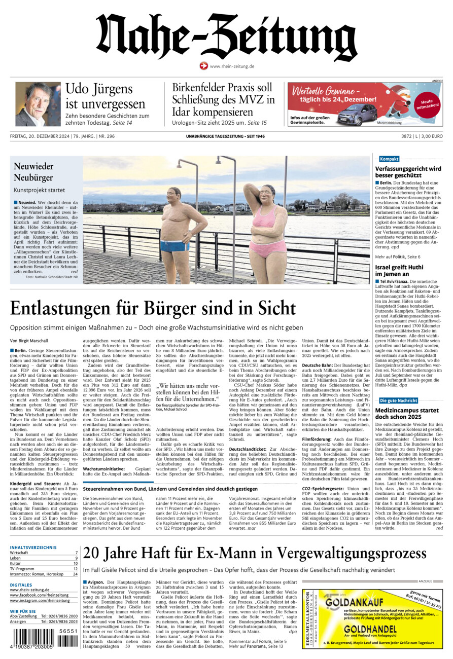 Nahe-Zeitung vom Freitag, 20.12.2024