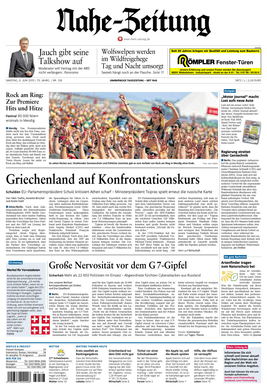 Nahe-Zeitung vom Samstag, 06.06.2015