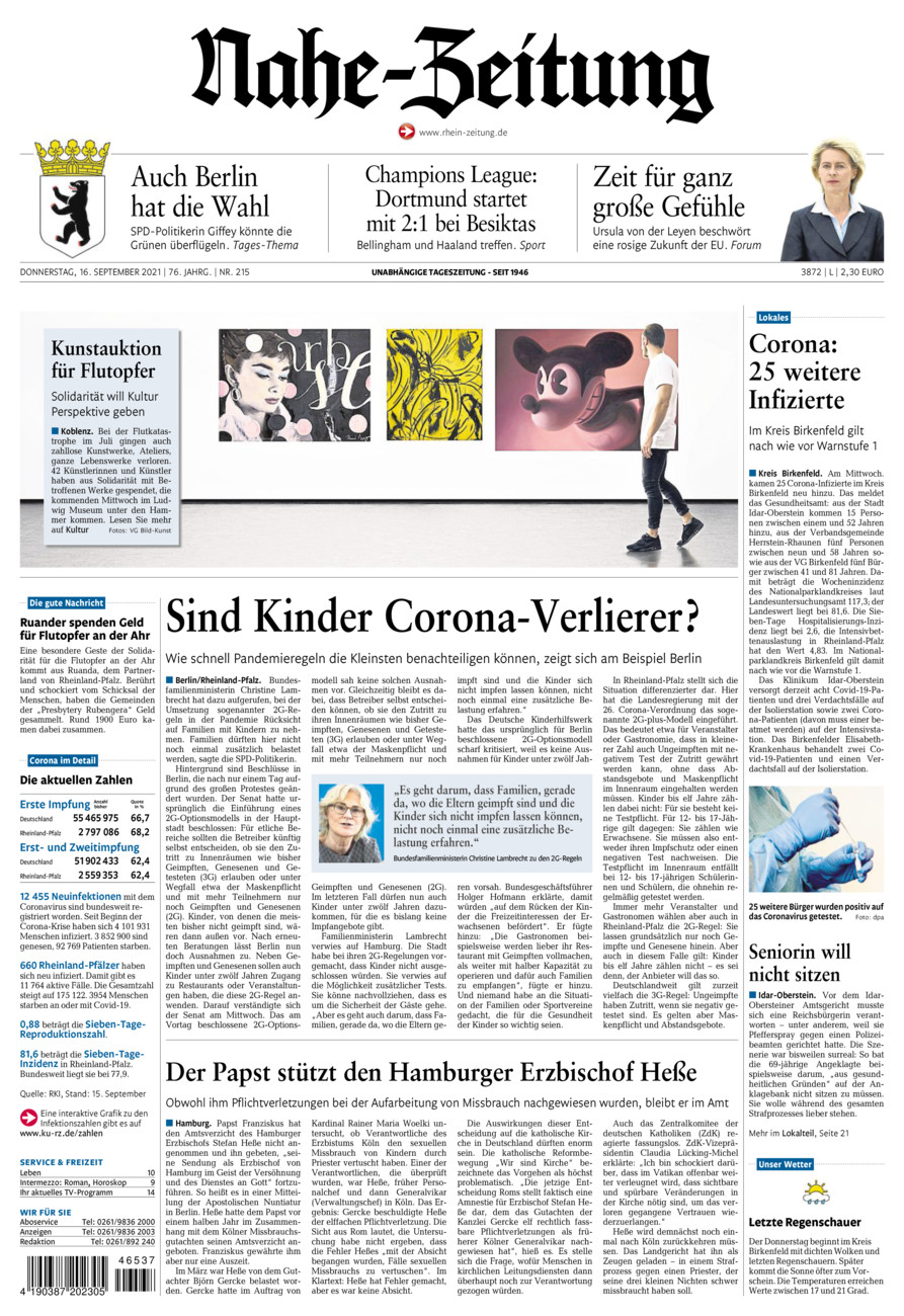 Nahe-Zeitung vom Donnerstag, 16.09.2021