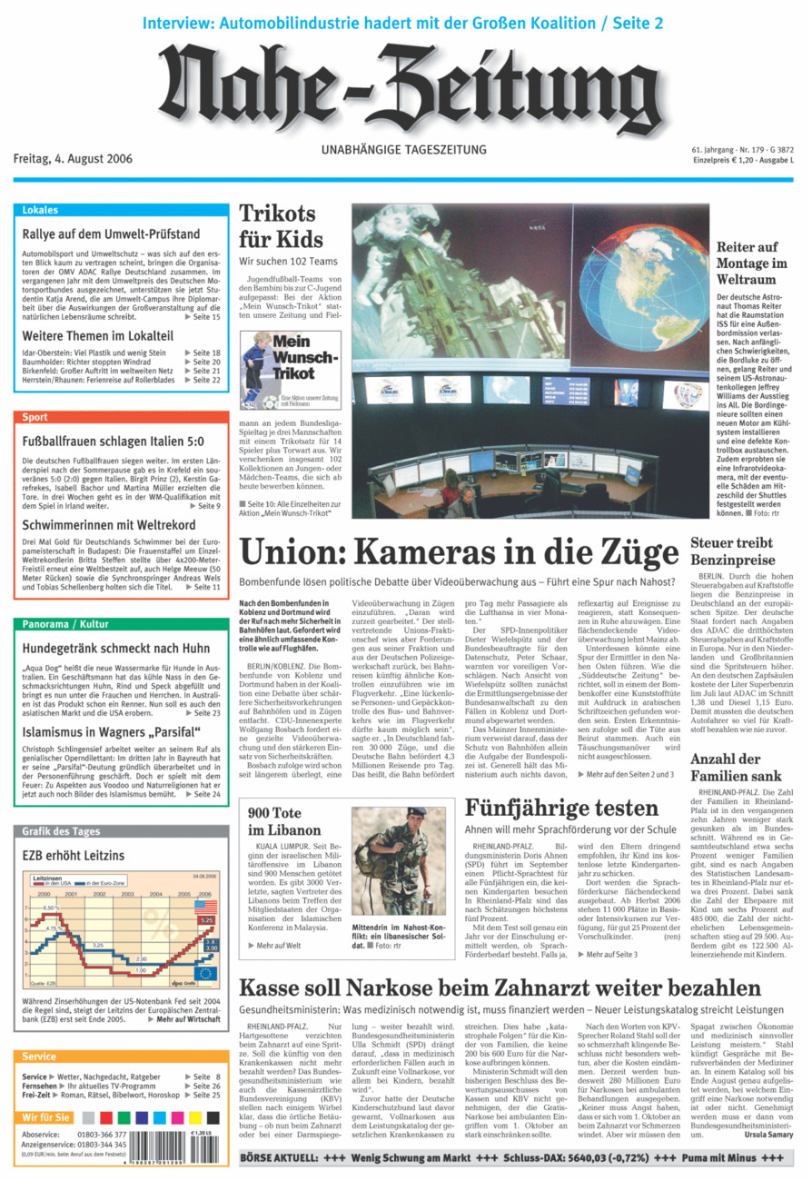 Nahe-Zeitung vom Freitag, 04.08.2006
