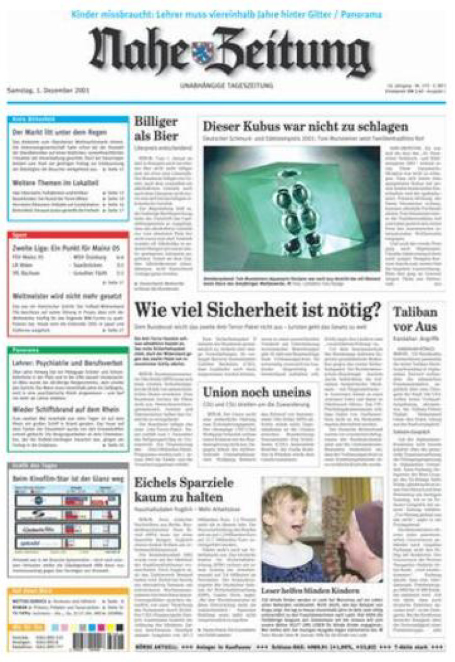 Nahe-Zeitung vom Samstag, 01.12.2001