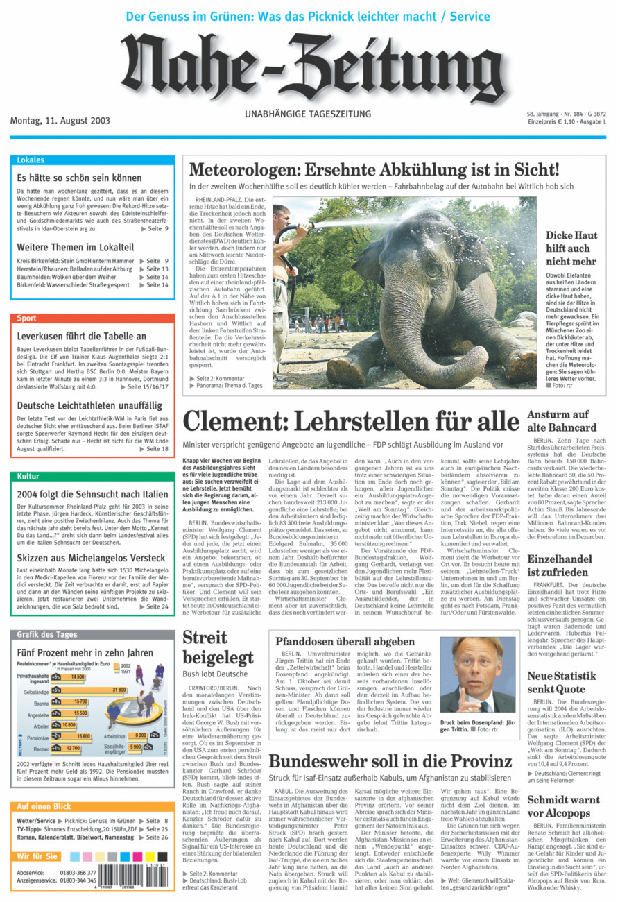 Nahe-Zeitung vom Montag, 11.08.2003