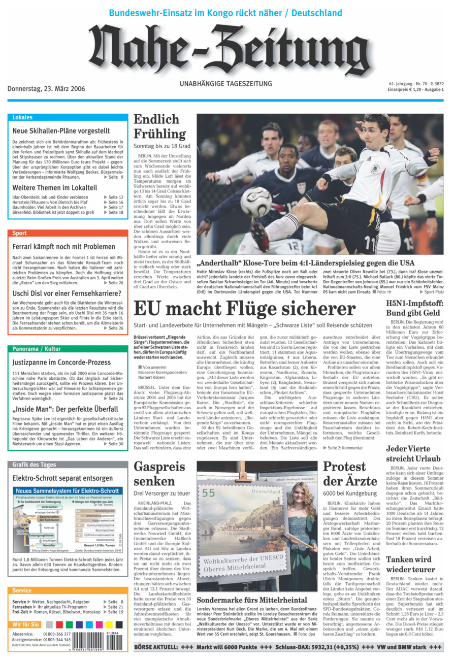 Nahe-Zeitung vom Donnerstag, 23.03.2006