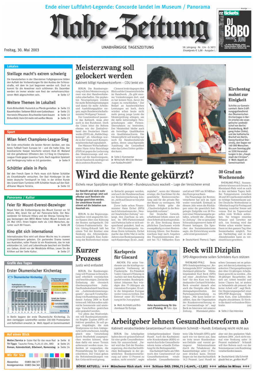 Nahe-Zeitung vom Freitag, 30.05.2003
