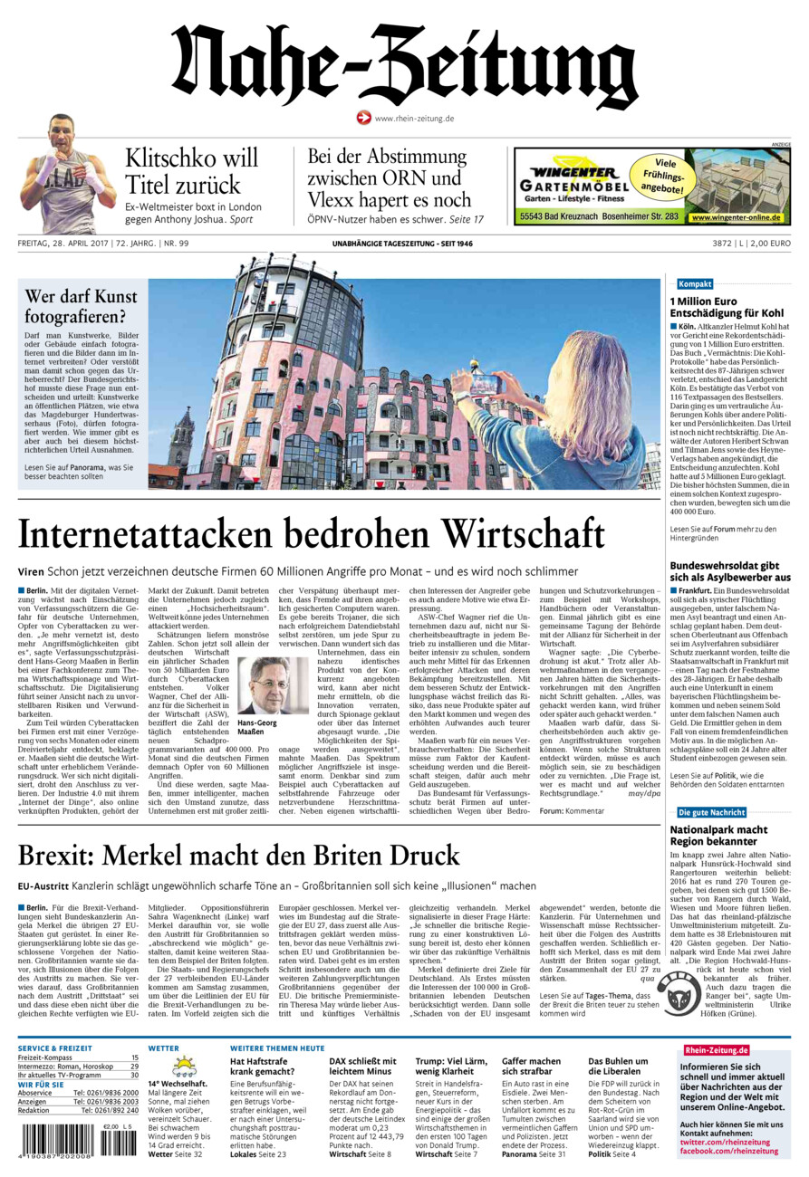 Nahe-Zeitung vom Freitag, 28.04.2017
