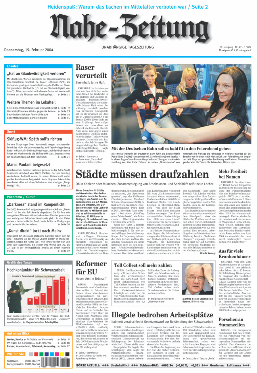 Nahe-Zeitung vom Donnerstag, 19.02.2004