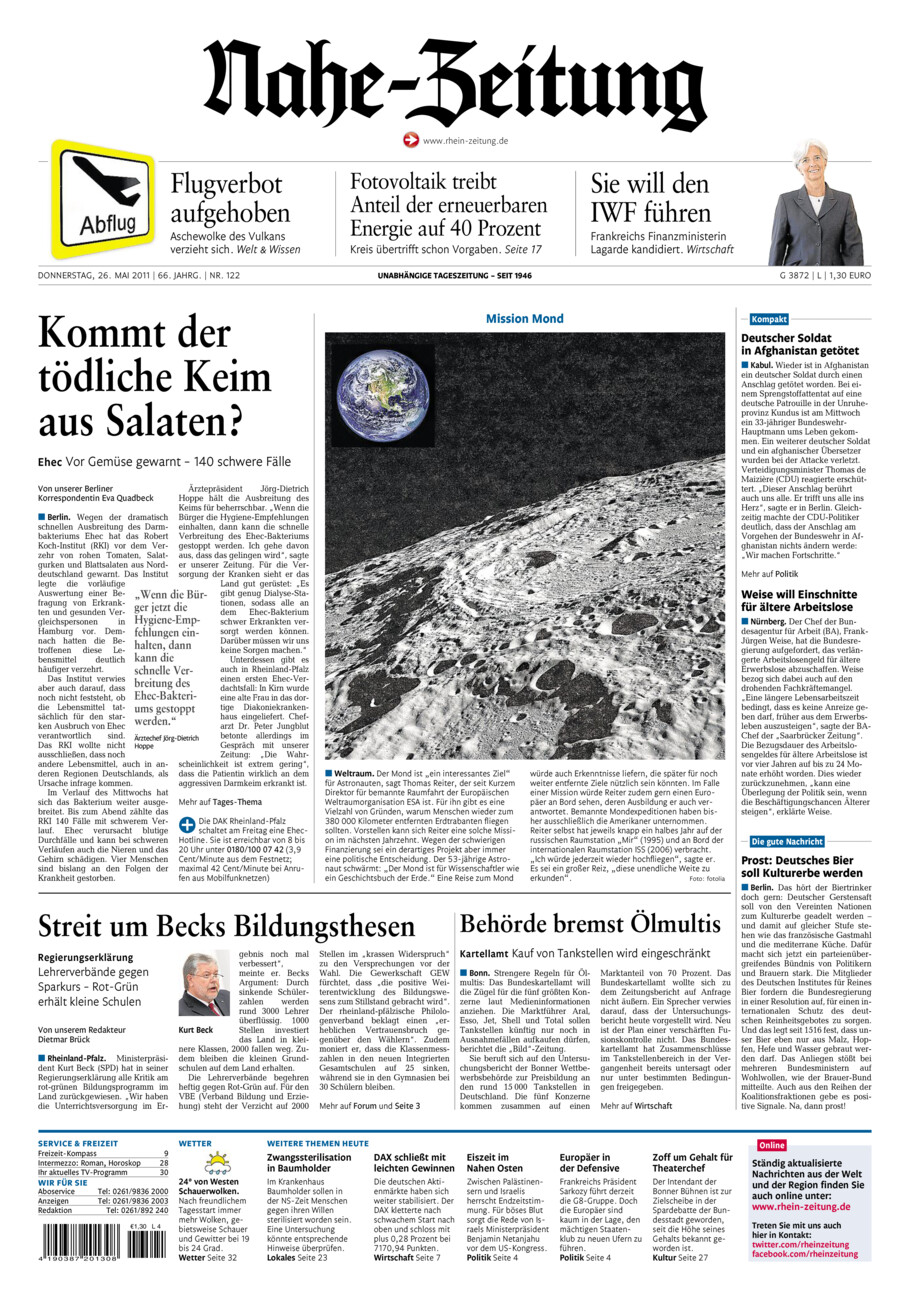 Nahe-Zeitung vom Donnerstag, 26.05.2011