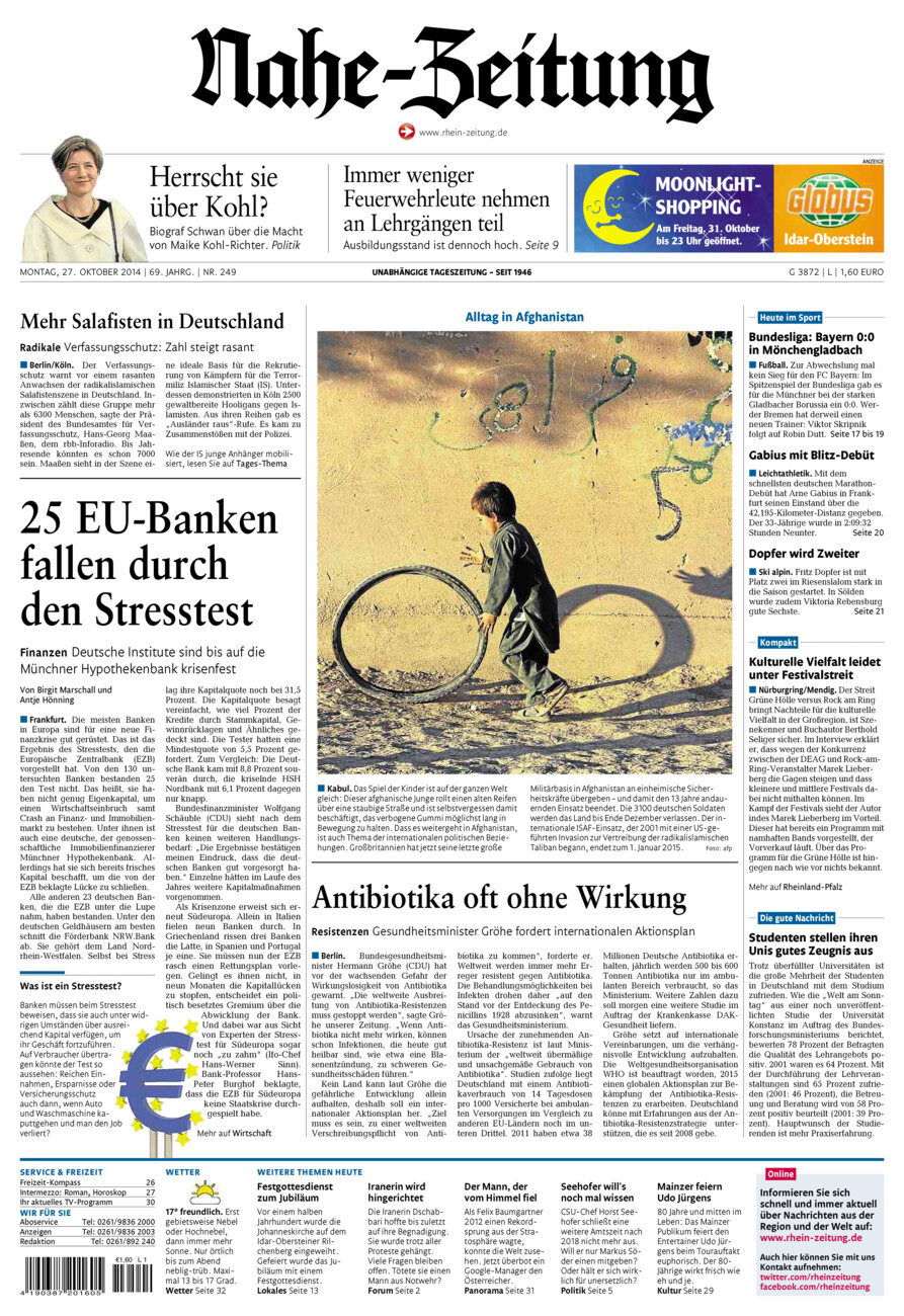 Nahe-Zeitung vom Montag, 27.10.2014