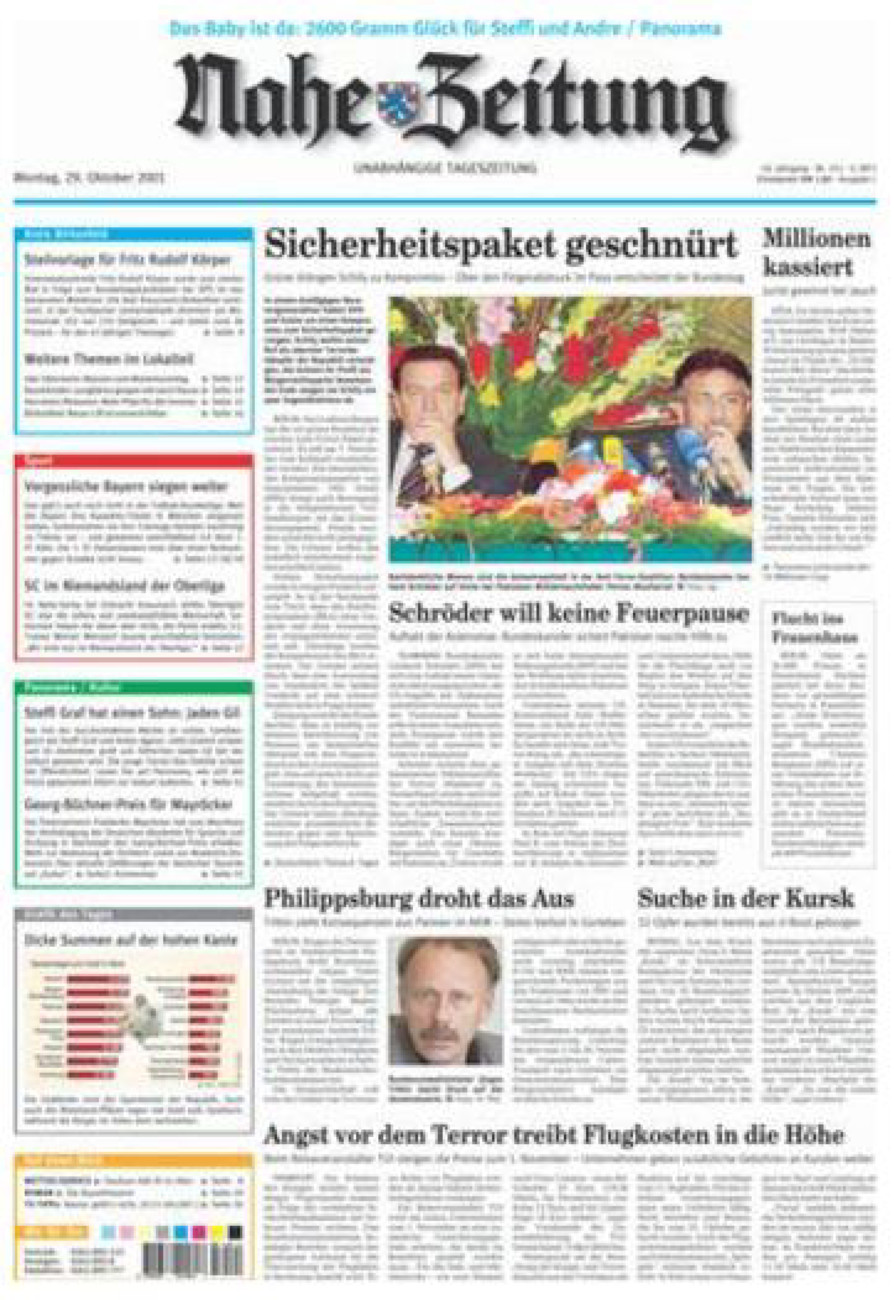 Nahe-Zeitung vom Montag, 29.10.2001