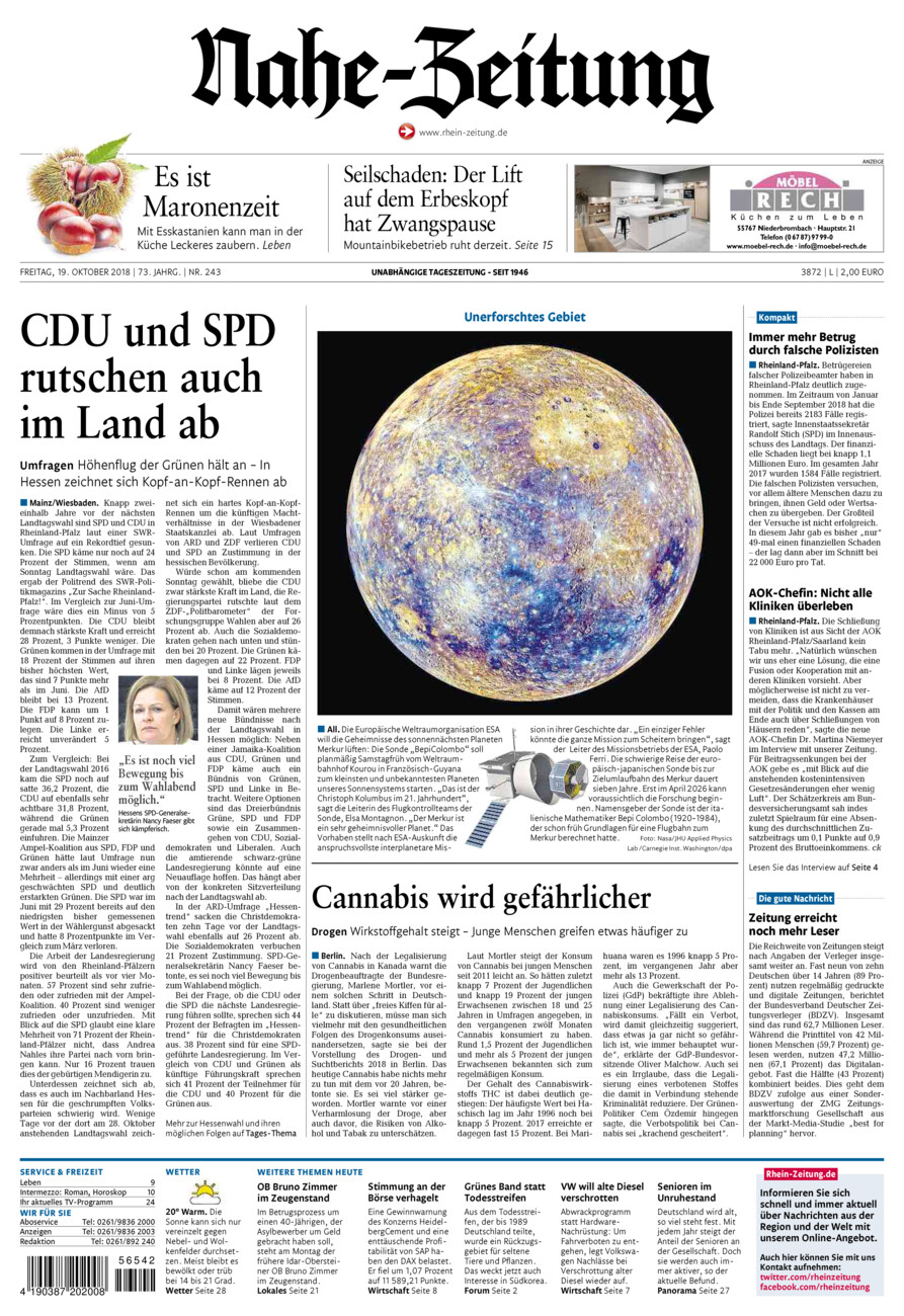 Nahe-Zeitung vom Freitag, 19.10.2018