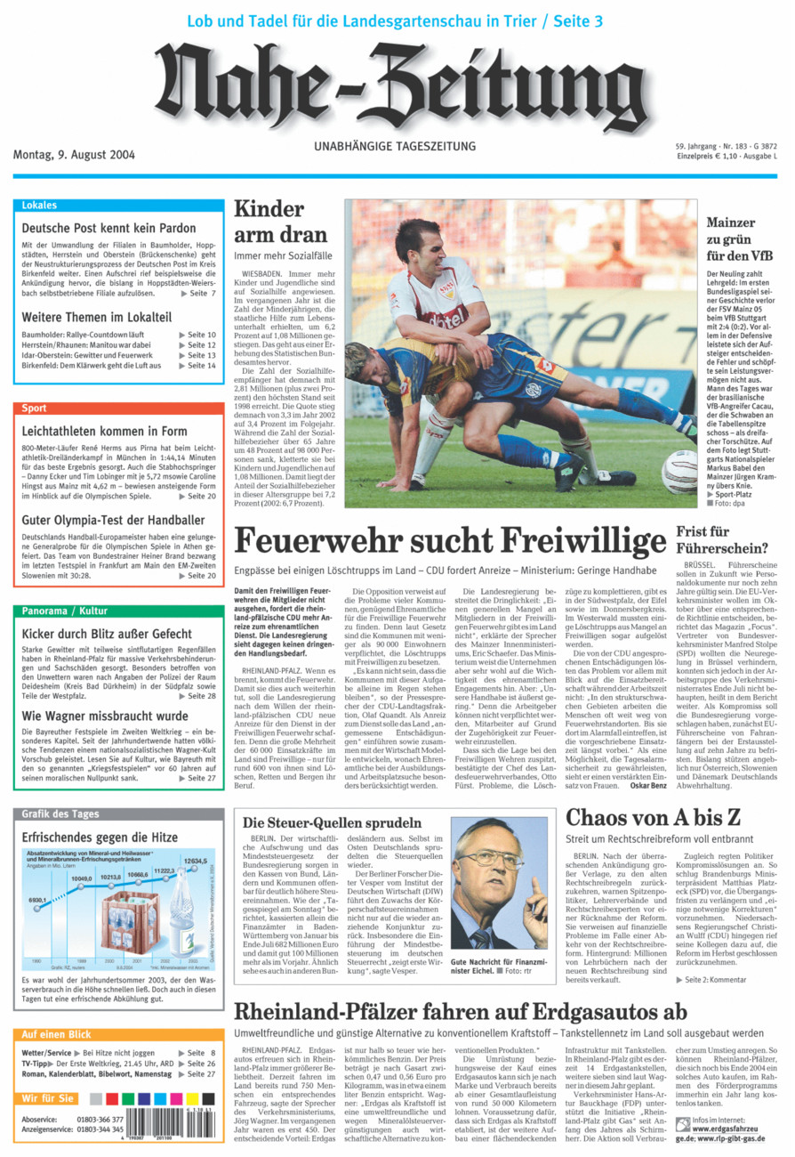 Nahe-Zeitung vom Montag, 09.08.2004