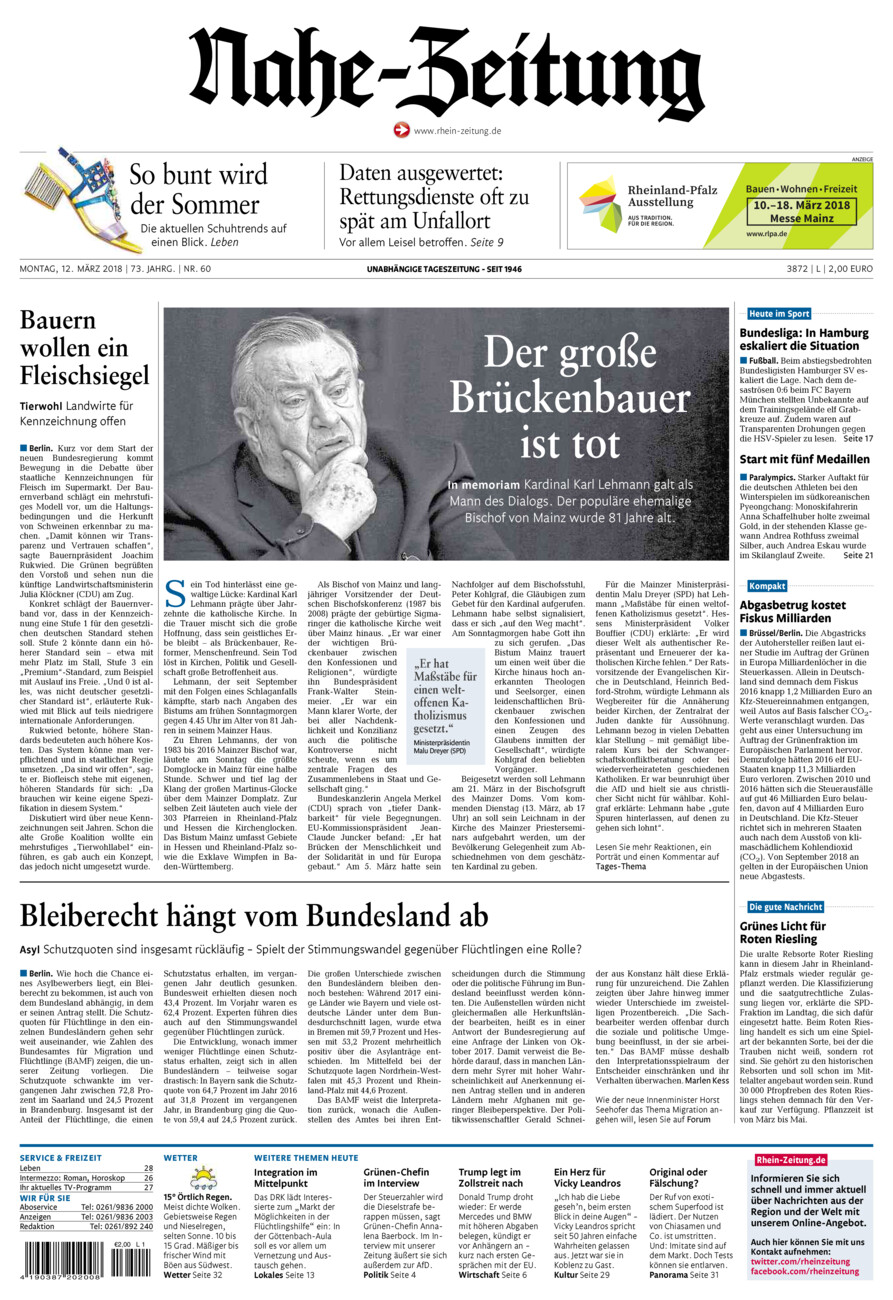 Nahe-Zeitung vom Montag, 12.03.2018