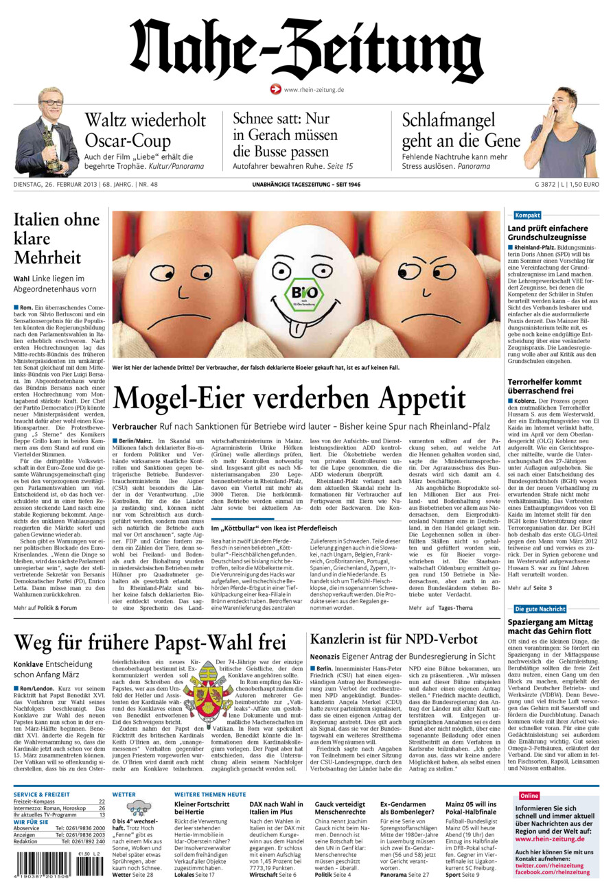 Nahe-Zeitung vom Dienstag, 26.02.2013