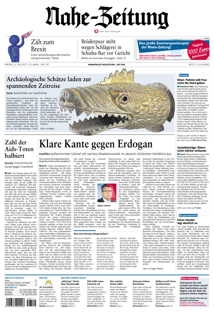 Nahe-Zeitung vom Freitag, 21.07.2017