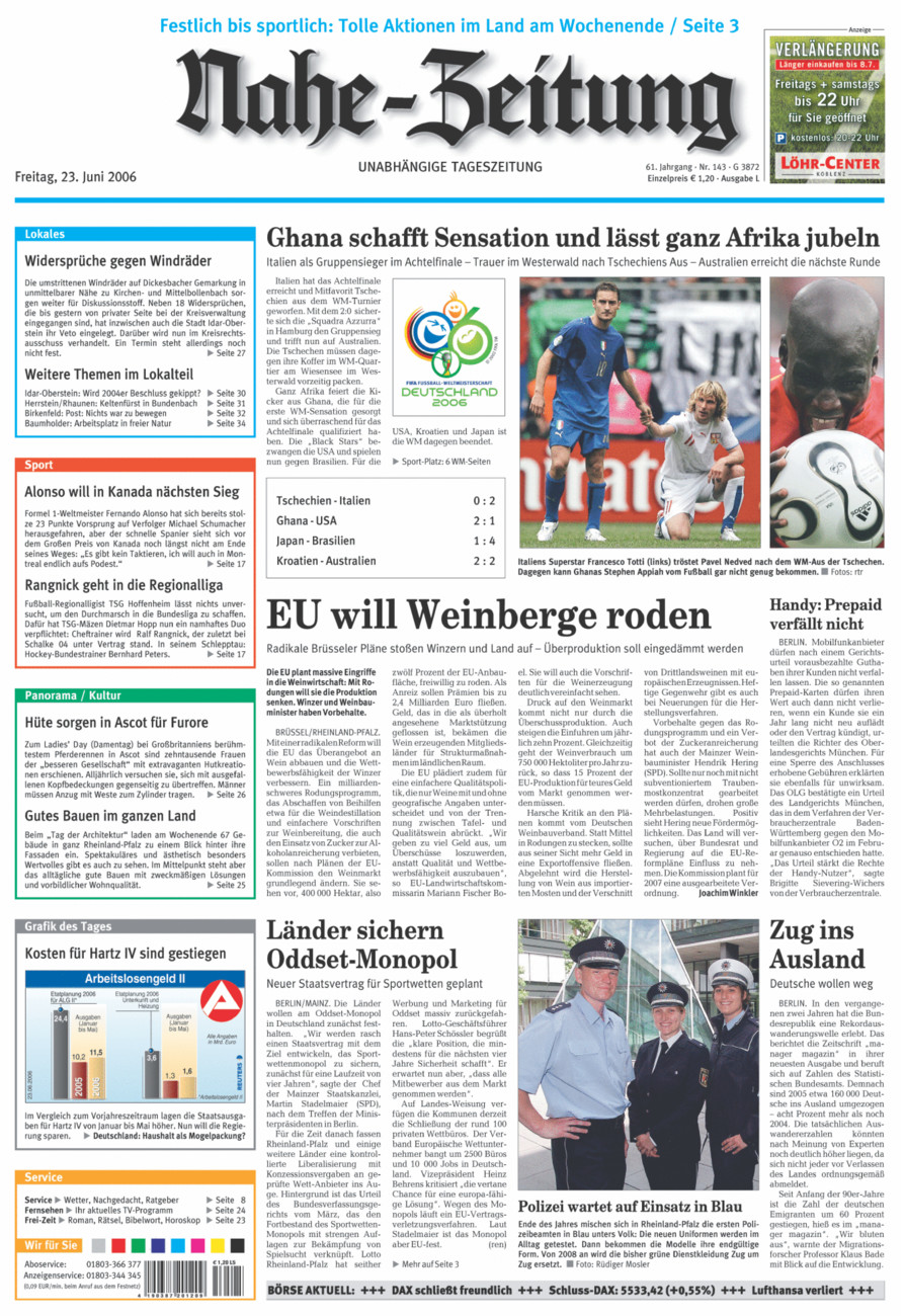 Nahe-Zeitung vom Freitag, 23.06.2006