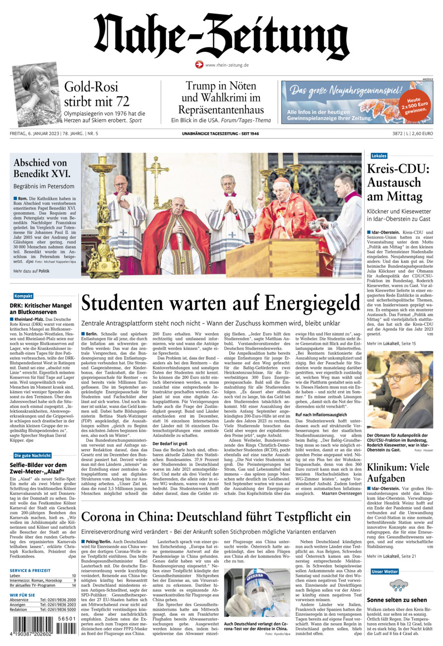 Nahe-Zeitung vom Freitag, 06.01.2023